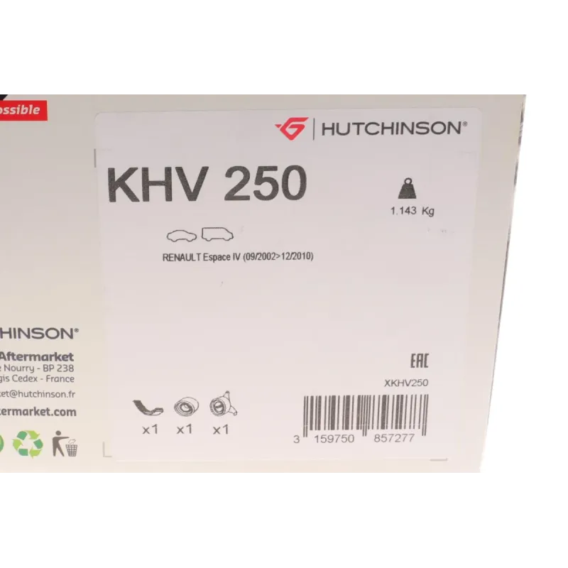 Комплект ременя генератора HUTCHINSON KHV 250 для Renault Espace IV 2.2 dCi 2002-2006 (7PK1770)