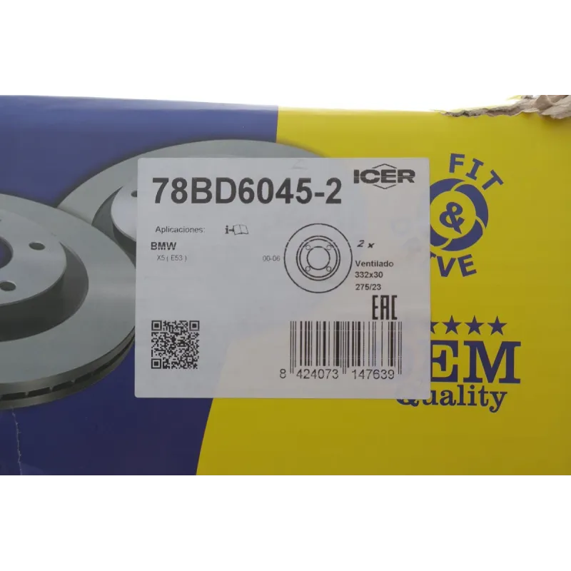 Диск гальмівний (передній) BMW X5 (E53) 00-06 (332x30) (з покриттям) (вентильований)