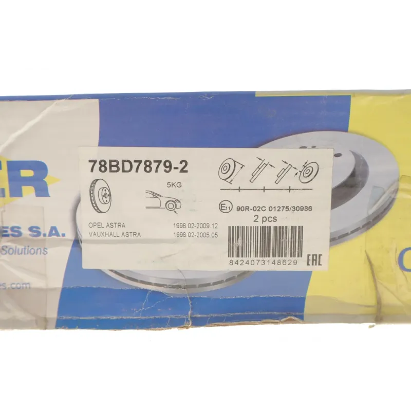 Диск гальмівний передній ICER 78BD7879-2 для Opel Astra G, Chevrolet Astra 1998-2011 (256x24 мм)