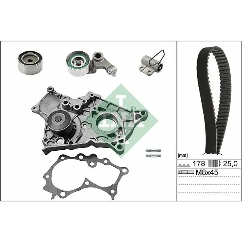 Комплект ГРМ з помпою INA 530 0543 30 для Toyota RAV 4 II 2.0 D-4D 2001-2005, 178 зубців, 25 мм