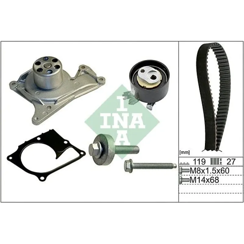Комплект ГРМ + помпа Renault Kangoo/Megane III/IV/Dokker/Duster 1.5dCi 12-, (K9K/OM607)