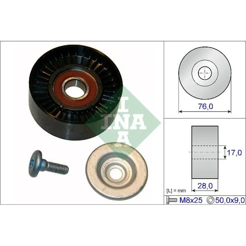 Ролик генератора INA 532064810 для Mercedes-Benz Sprinter (906) 2008-, 76x28 мм