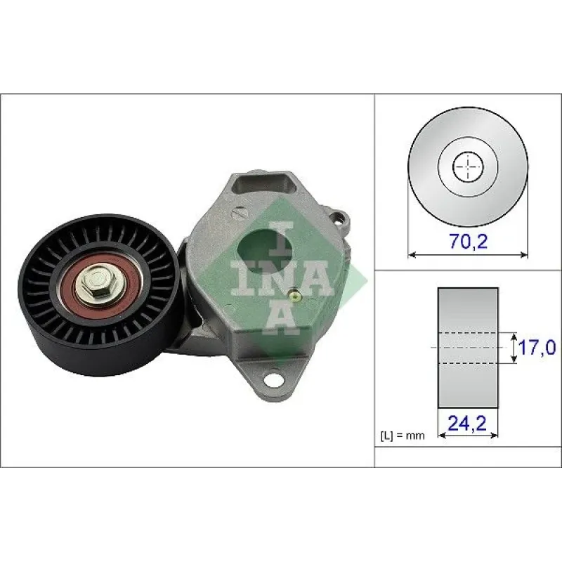 Натяжник ременя генератора INA 534 0409 10 для Toyota Auris 2009-2012, Yaris 2008-2011 (70.2x24.2 мм)