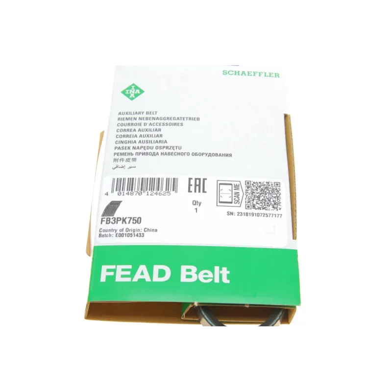 Ремінь генератора INA 3PK750 для Renault Kangoo 1.2 16V 2001-, 750 мм