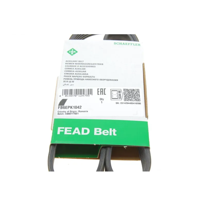 Ремінь генератора INA 6PK1042 ELAST для Ford Focus/Fiesta/Fusion, Mazda 2 (1042 мм, 6 ребер)