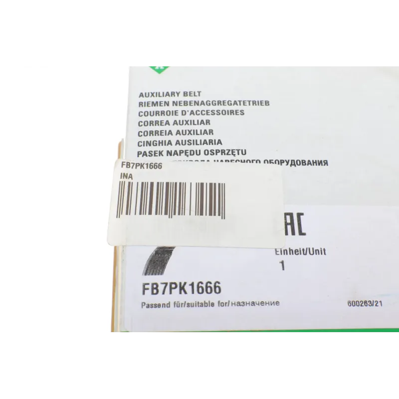 Ремінь генератора INA 7PK1666 для BMW X5 E70 4.8i, Renault Master 2.3 dCi, Opel Movano 2.3 CDTI 1666 мм