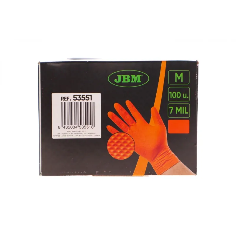Рукавички нітрилові JBM 53551 (M) помаранчеві Diamond texture 100 шт.