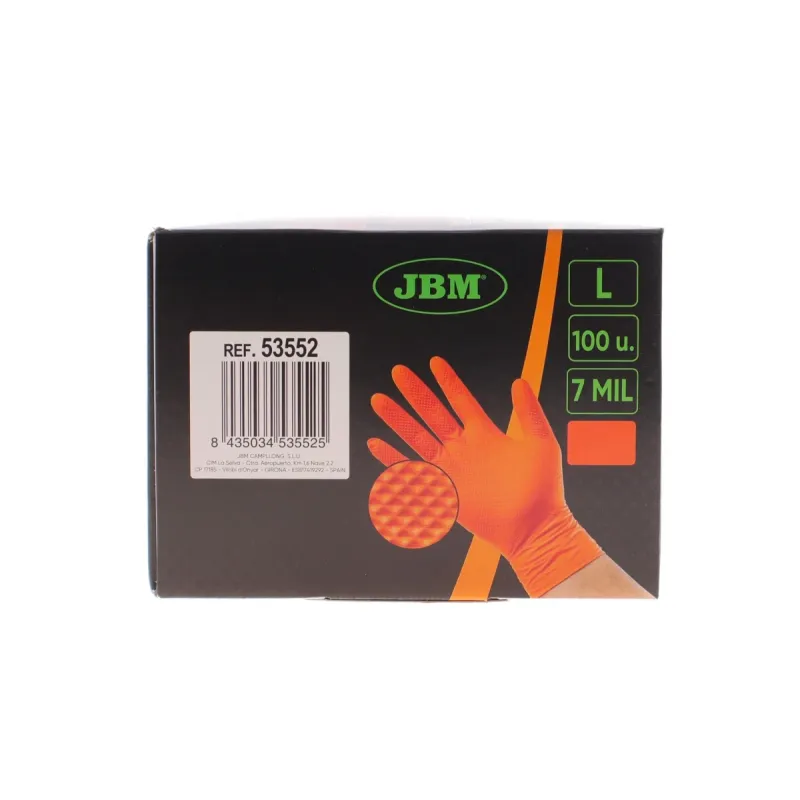 Рукавички нітрилові JBM 53552 (L) 100 шт. 7 mil помаранчеві Diamond texture
