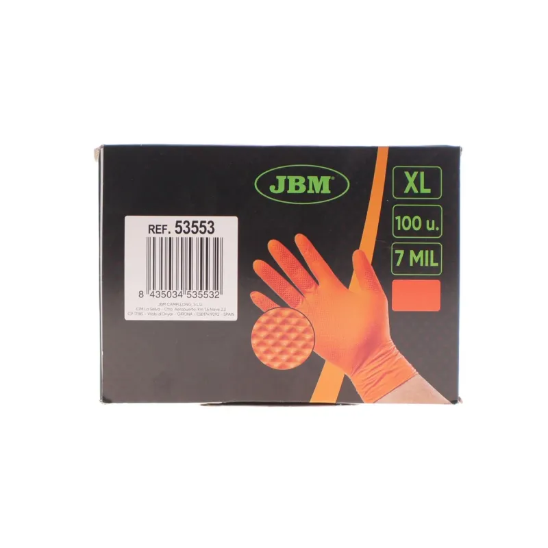 Рукавички нітрилові JBM 53553 XL 90 шт. 7 mil (помаранчеві Diamond texture)