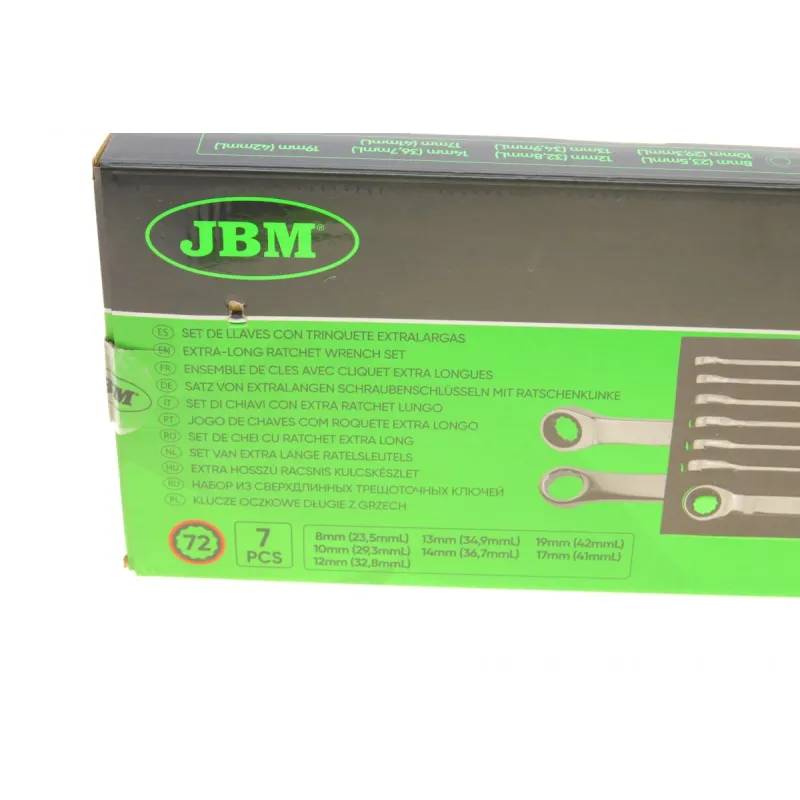 Набір накидних ключів з тріскачкою JBM 54066 8-19 мм, 7 од.