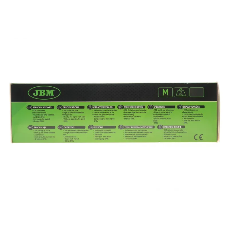 Рукавички нітрилові JBM 54151 (M) 100 шт. 5 mil чорні