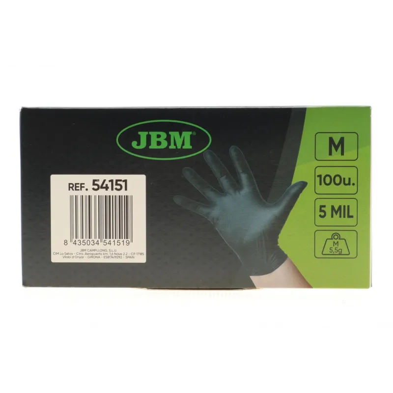 Рукавички нітрилові JBM 54151 (M) 100 шт. 5 mil чорні