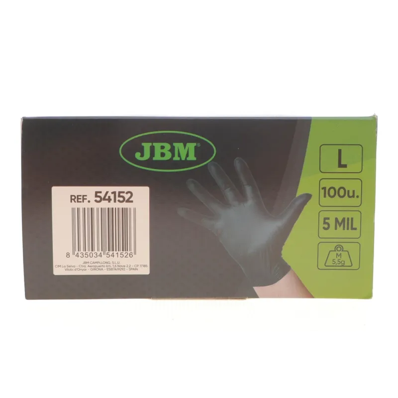 Рукавички нітрилові JBM 54152 (L) 100 шт. 5 mil чорні