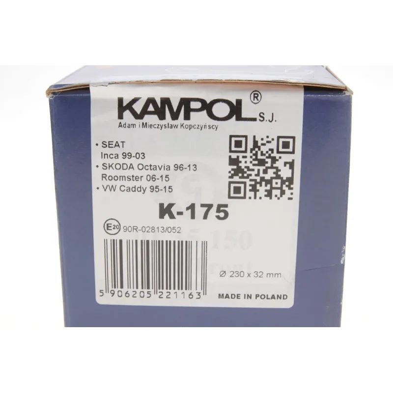 Колодки гальмівні задні KAMPOL K-175 для VW Caddy II/III 1995-2004, SEAT Inca 1995-2003