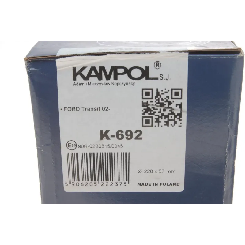 Колодки гальмівні задні KAMPOL K-692 для Ford Tourneo Connect, Transit Connect 2002-, (228x57)