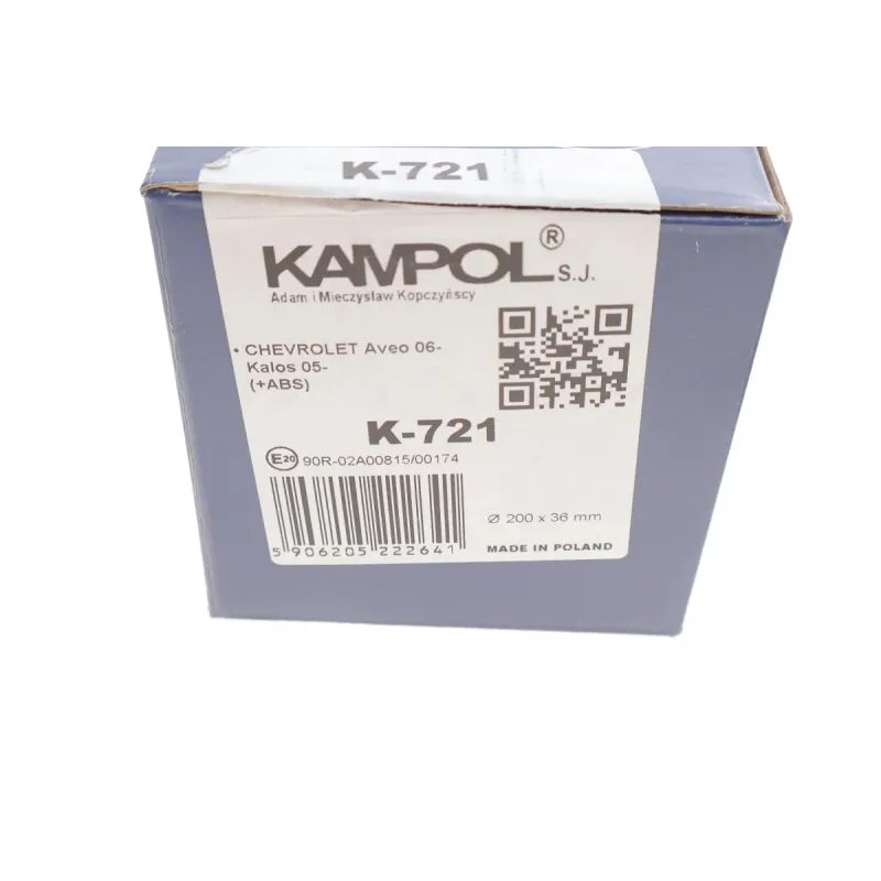 Колодки гальмівні задні KAMPOL K-721 для Chevrolet Aveo T200/T250 2003-2011, 200x36 мм