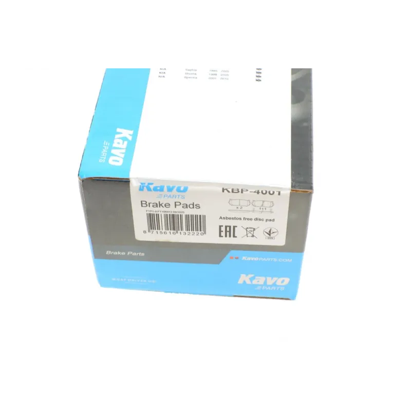 Колодки гальмівні передні KAVO PARTS KBP-4001 для Kia Cerato, Carens, Clarus, 40.9x99x12.5 мм