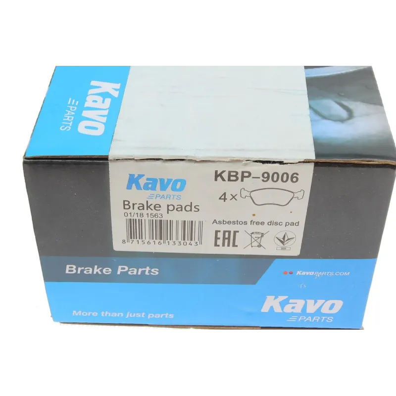 Колодки гальмівні передні KAVO PARTS KBP-9006 для Toyota Avensis 1.6-2.0/2.0TD 1997-2005, 156x55x16.8 мм