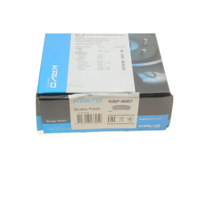 Колодки гальмівні задні KAVO PARTS KBP-9007 для Toyota Land Cruiser 1984-2001, 44x116x16 мм