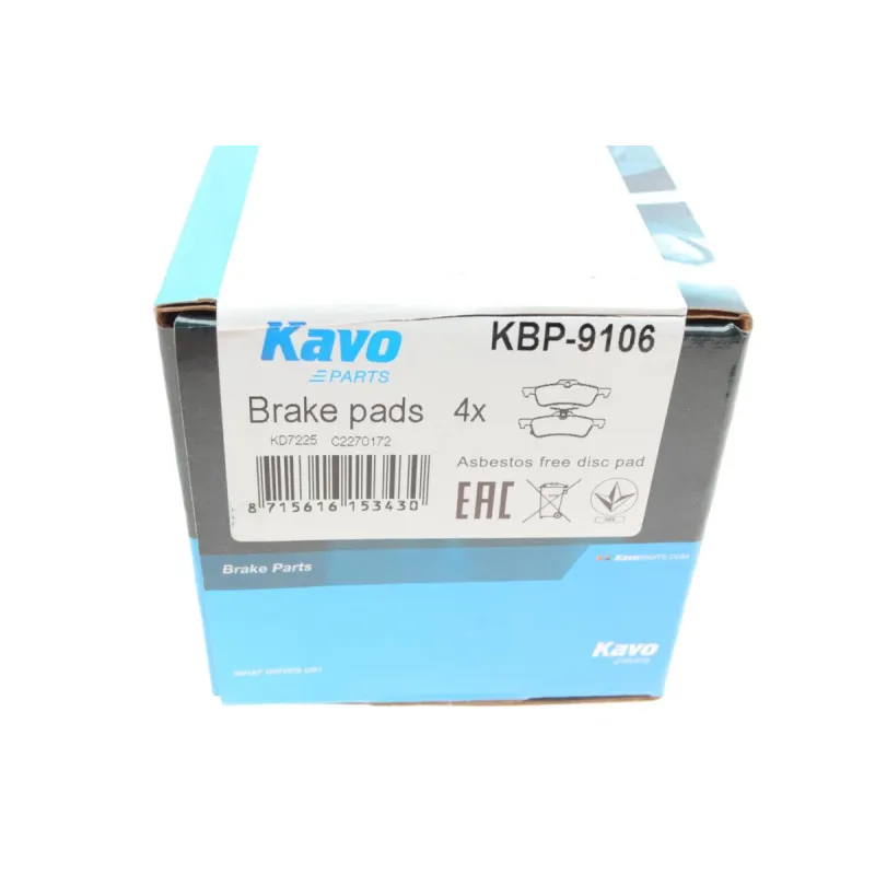 Колодки гальмівні задні KAVO PARTS KBP-9106 для Honda Civic IX 1.4-2.2D 2012-, 123x44x14.5 мм
