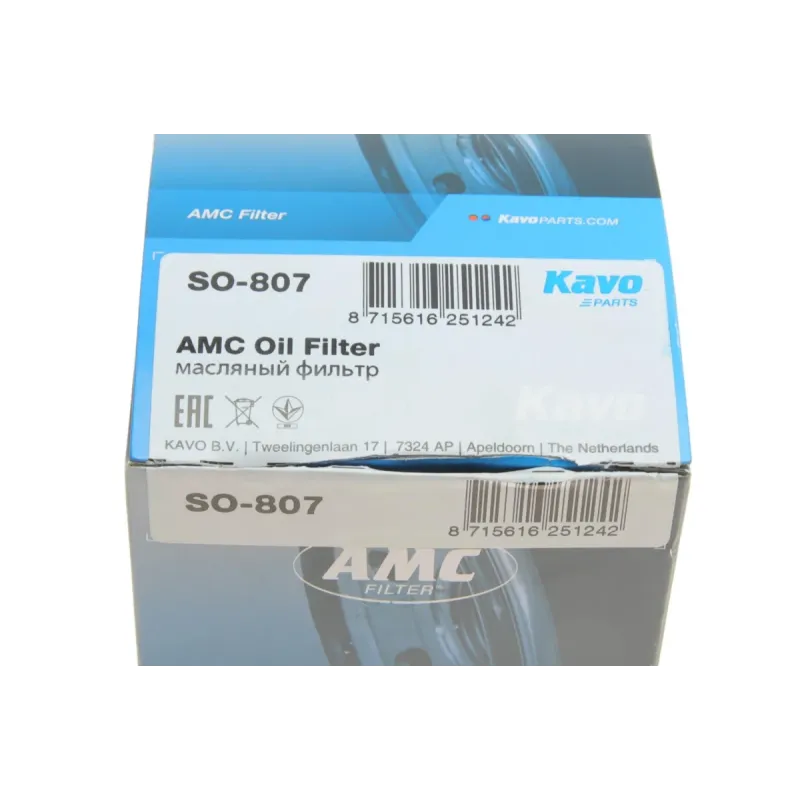 Фільтр масляний KAVO PARTS SO-807 для SsangYong Korando 2.0 2012-, зовнішній діаметр 62 мм