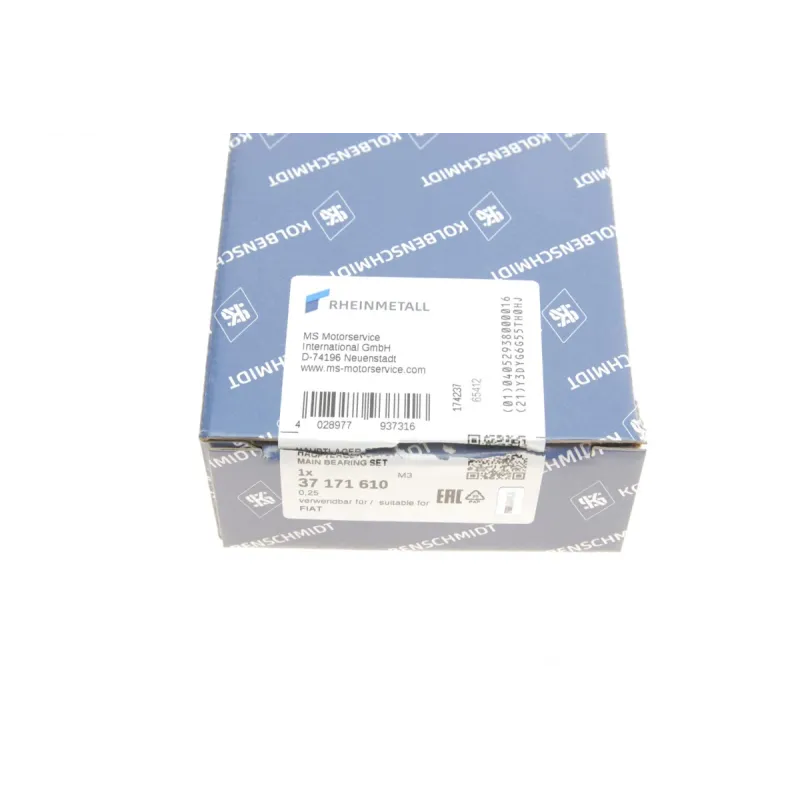 Вкладиші корінні KOLBENSCHMIDT 37171610 (+0.25) для Fiat Doblo, Ford Ka, Alfa Romeo Mito