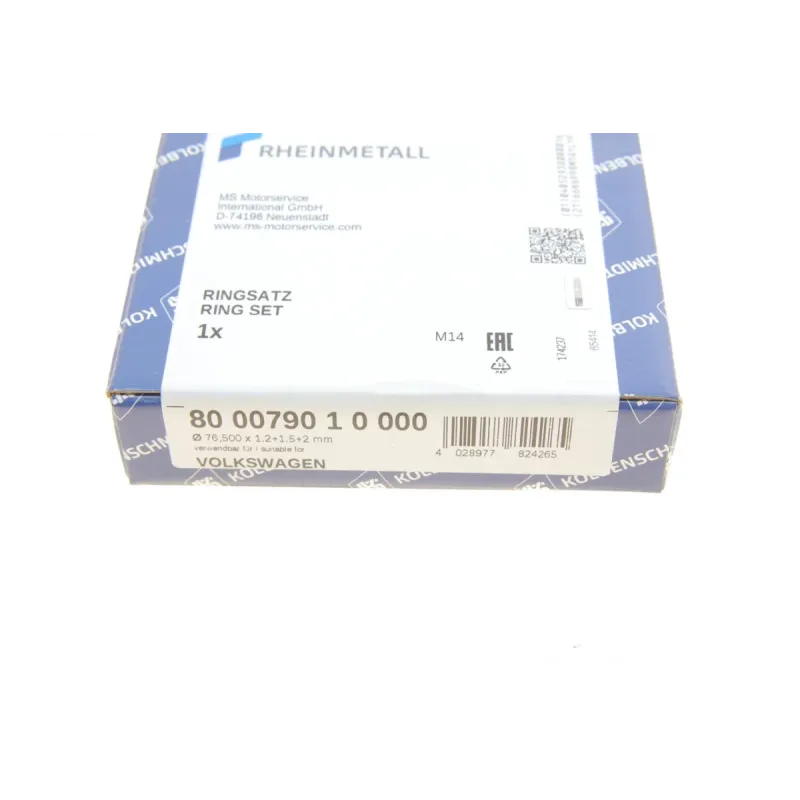 Кільця поршневі KOLBENSCHMIDT 800079010000 для Skoda Fabia, VW Golf V/VI/Passat 1.4 TSI 76.50mm STD