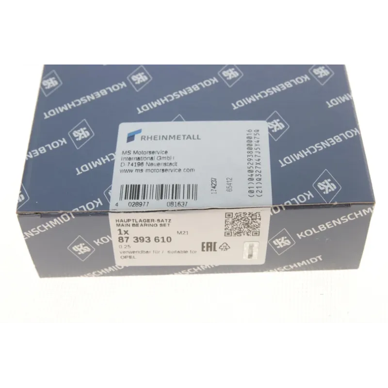 Вкладиші корінні Opel Omega B/Vectra A/Astra G 2.0 (+0.25) (к-кт)