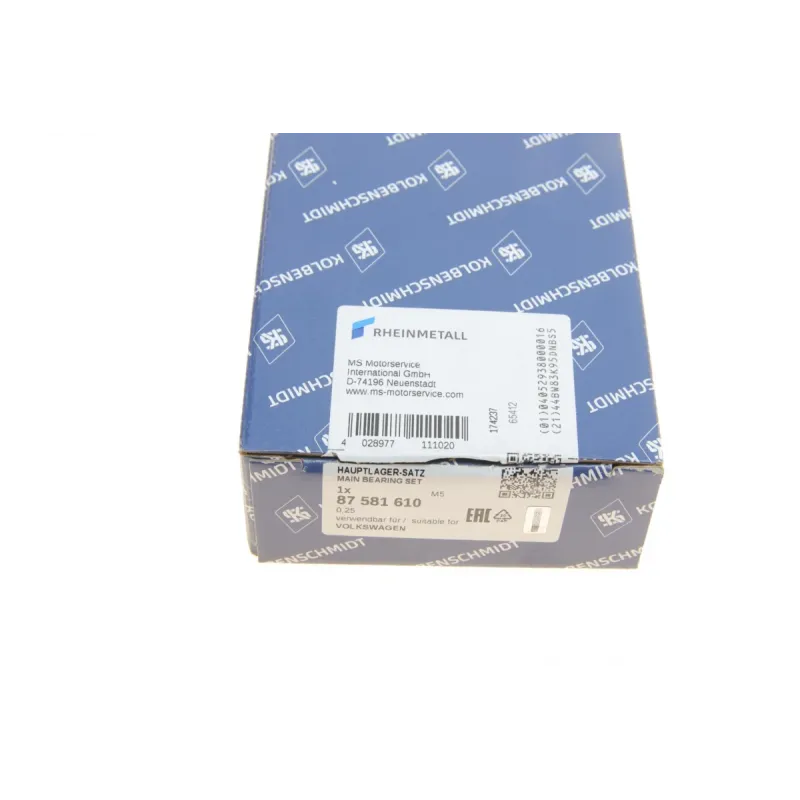 Вкладиші корінні Audi/VW 1.6/1.8/2.0 PN/RP/AAE/ABK/A (+0.25)