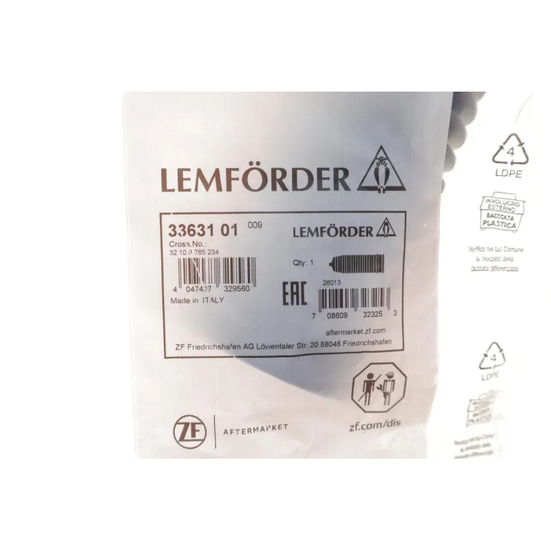 Пильник рульової рейки LEMFOERDER 33631 01 для BMW 3 (E90), X5 (F15), X6 (F16) передній правий, 64/15 мм