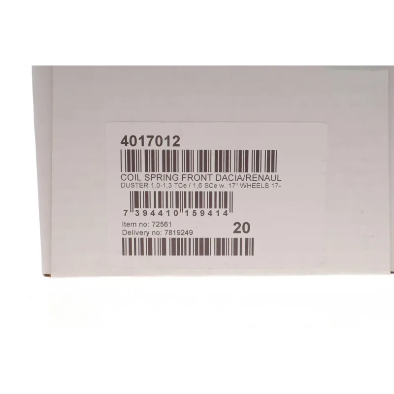 Пружина (передня) Dacia Duster 1.0-1.6 TCe/SCei FWD 17- (колеса R17) (SUV)
