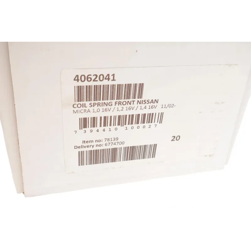 Пружина передньої підвіски LESJOFORS 4062041 для Nissan Micra III K12 2003-2010