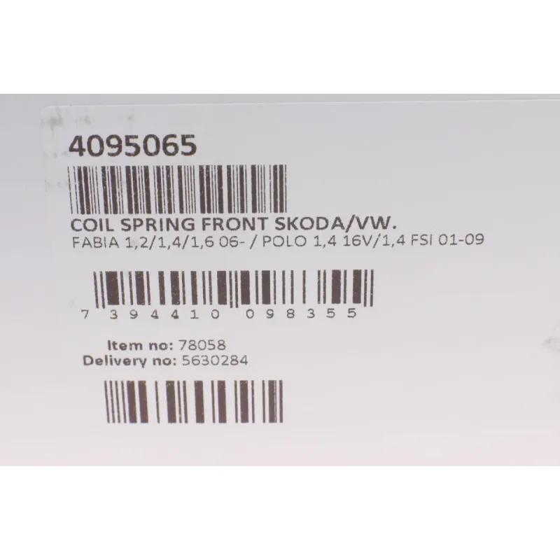 Пружина передньої підвіски LESJOFORS 4095065 для VW Polo, Skoda Fabia, Seat Ibiza