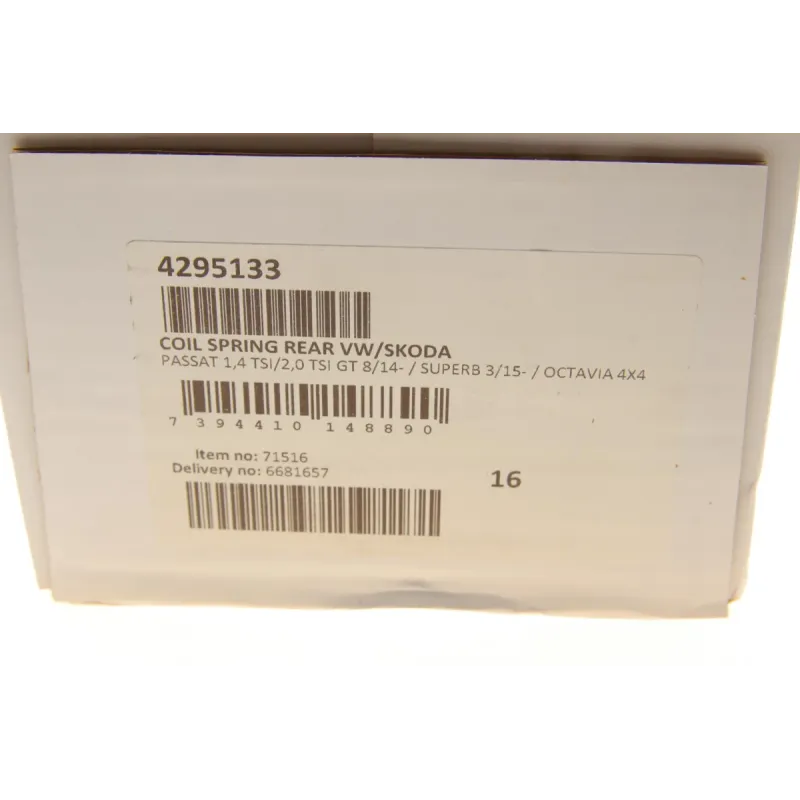 Пружина задня LESJOFORS 4295133 для Volkswagen Passat B8, Skoda Superb, Octavia III