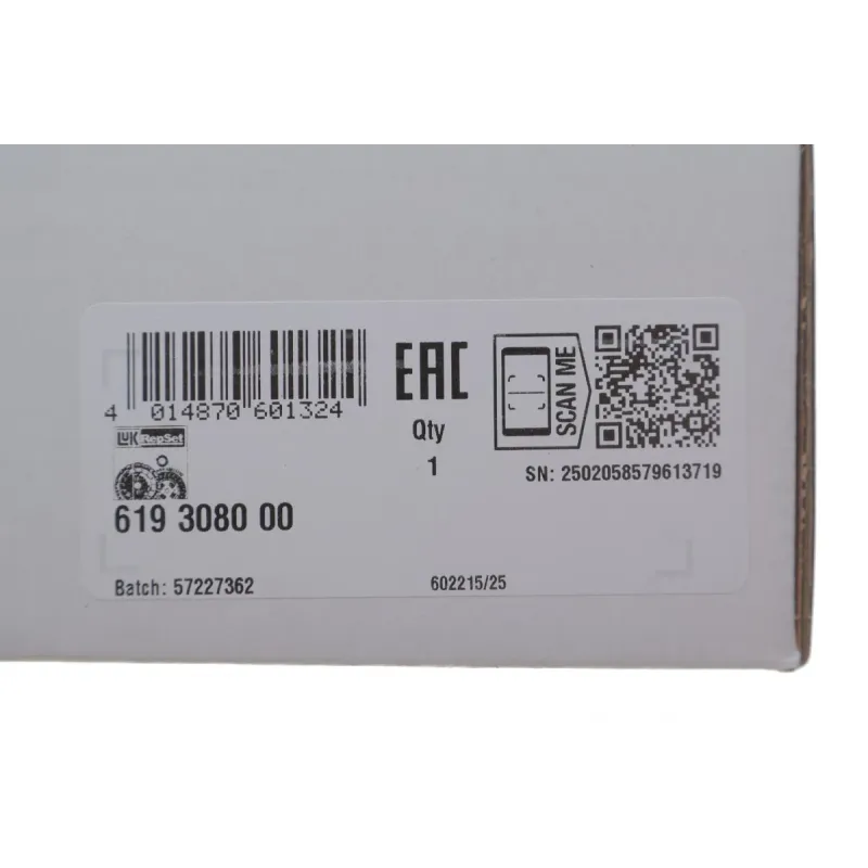 Комплект зчеплення LuK 619 3080 00 для Nissan Pixo 1.0 (UA0) 2009-, діаметр 190 мм (+ вижимний підшипник)