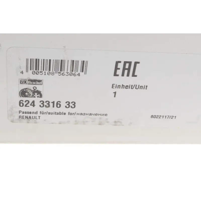 Комплект зчеплення LuK 624 3316 33 для Renault Megane/Scenic 1.9 dCi (2004-2009), d=240mm