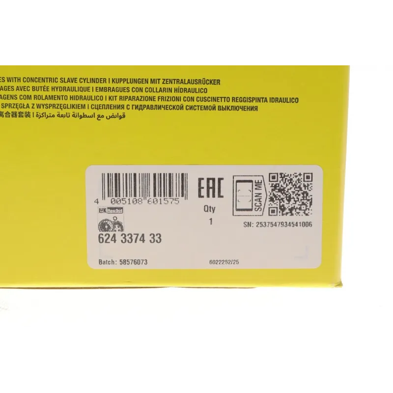 Комплект зчеплення LuK 624 3374 33 для Mitsubishi Lancer VIII, Outlander 2.0 DI-D (d=240mm) (+вижимний)