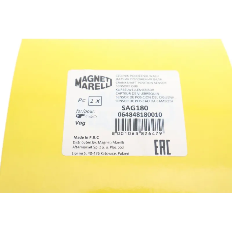 Датчик положення колінвалу MAGNETI MARELLI 064848180010 для Audi A4, VW Passat B5 1991-2008