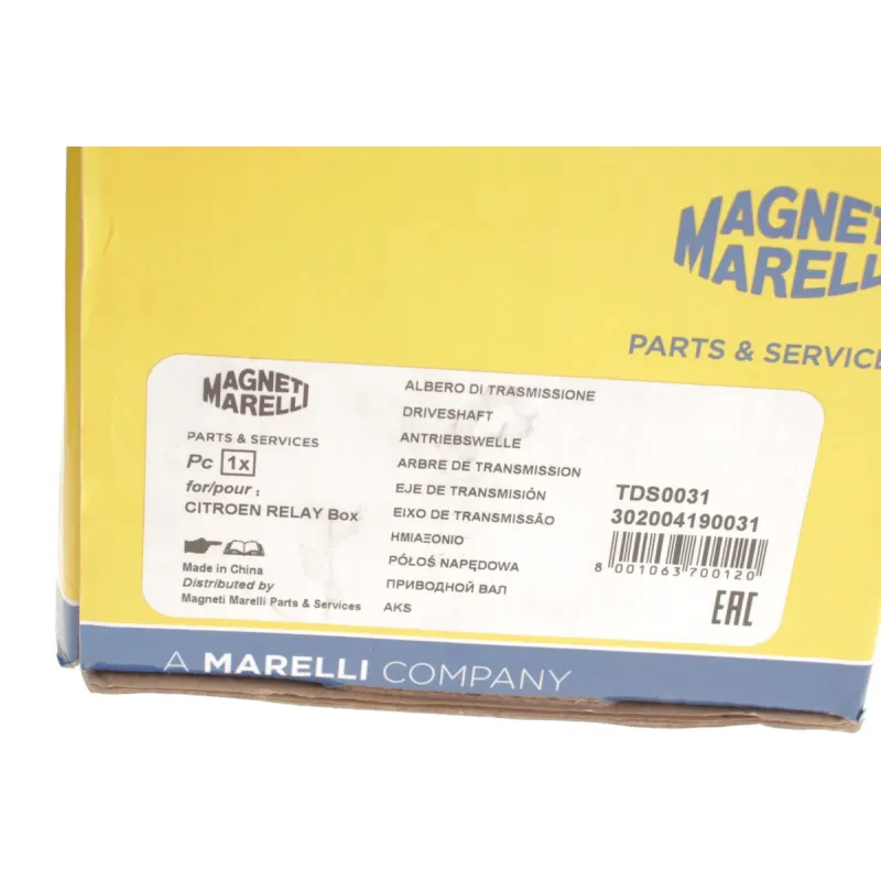 Піввісь ліва MAGNETI MARELLI 302004190031 для Fiat Ducato, Peugeot Boxer 1994-2006 (35x41x762x54T, +ABS)