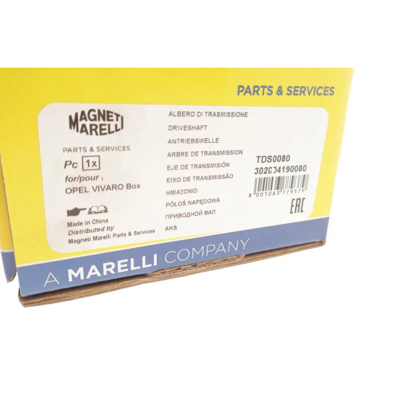 Піввісь права MAGNETI MARELLI 302004190080 для Renault Trafic, Opel Vivaro 1.9dCi 2001-2014 (27x39x1020 мм)