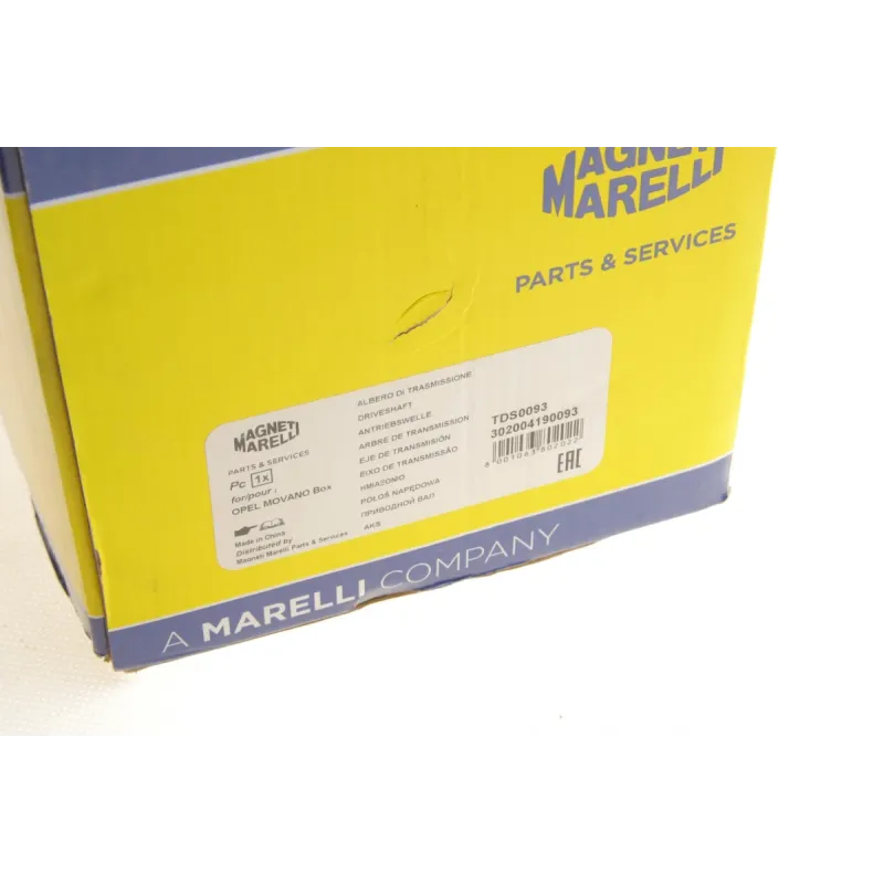 Піввісь передня ліва MAGNETI MARELLI TDS0093 для Renault Master II 1998-2006, 28x37.1x663x51T