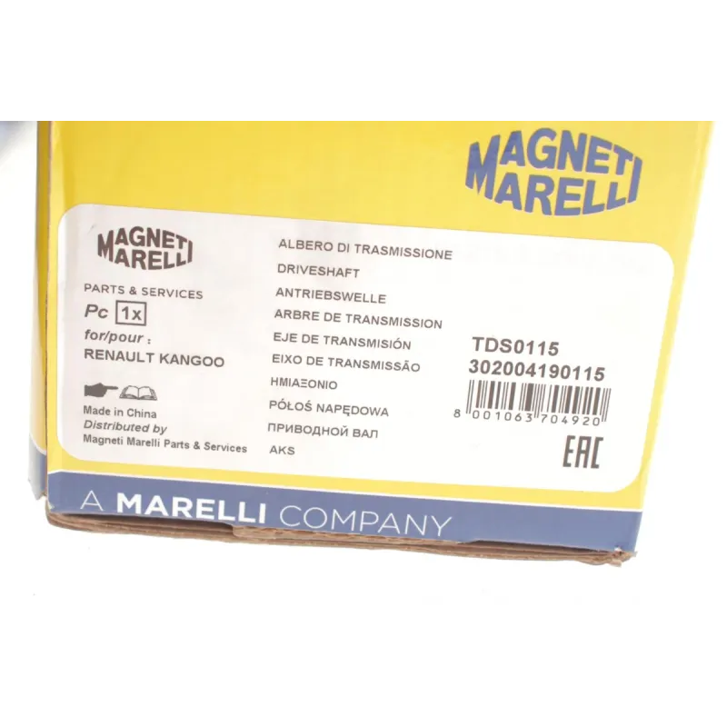 Піввісь права MAGNETI MARELLI 302004190115 для Renault Kangoo 1.5dCi (27x26x920)