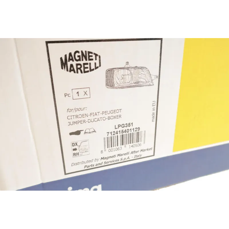 Фара права MAGNETI MARELLI 712415401129 для Fiat Ducato, Citroen Jumper, Peugeot Boxer 2002-2006 (H7/H1)