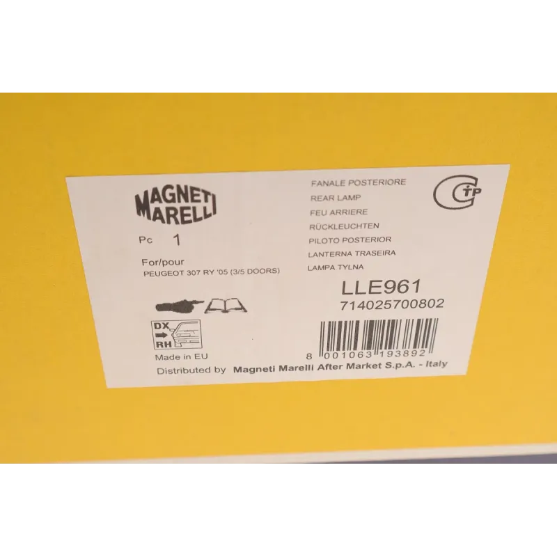 Ліхтар задній правий MAGNETI MARELLI 714025700802 для Peugeot 307 2000-2012