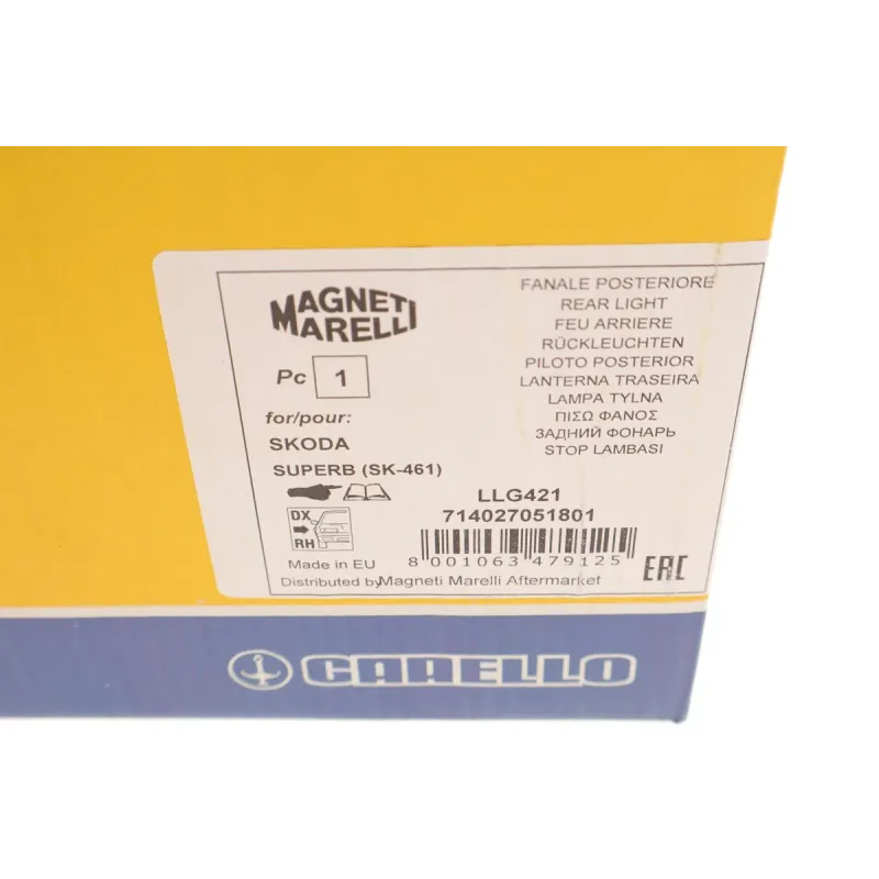 Ліхтар задній правий MAGNETI MARELLI 714027051801 для Skoda Superb II (3T4) 2008-2013