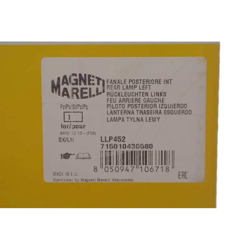 Фара протитуманна ліва MAGNETI MARELLI 715010430580 для BMW X2 (F39) 2017-2023 LED