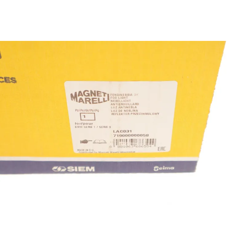 Фара протитуманна права MAGNETI MARELLI 719000000058 для BMW 3 (F30/F80) 2011-2019