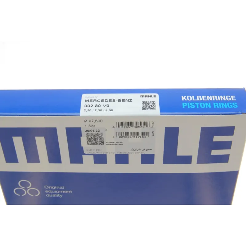 Комплект поршневих кілець MAHLE 002 80 V0 для Mercedes-Benz T2/LN1 OM364-366 (97.50mm/STD)