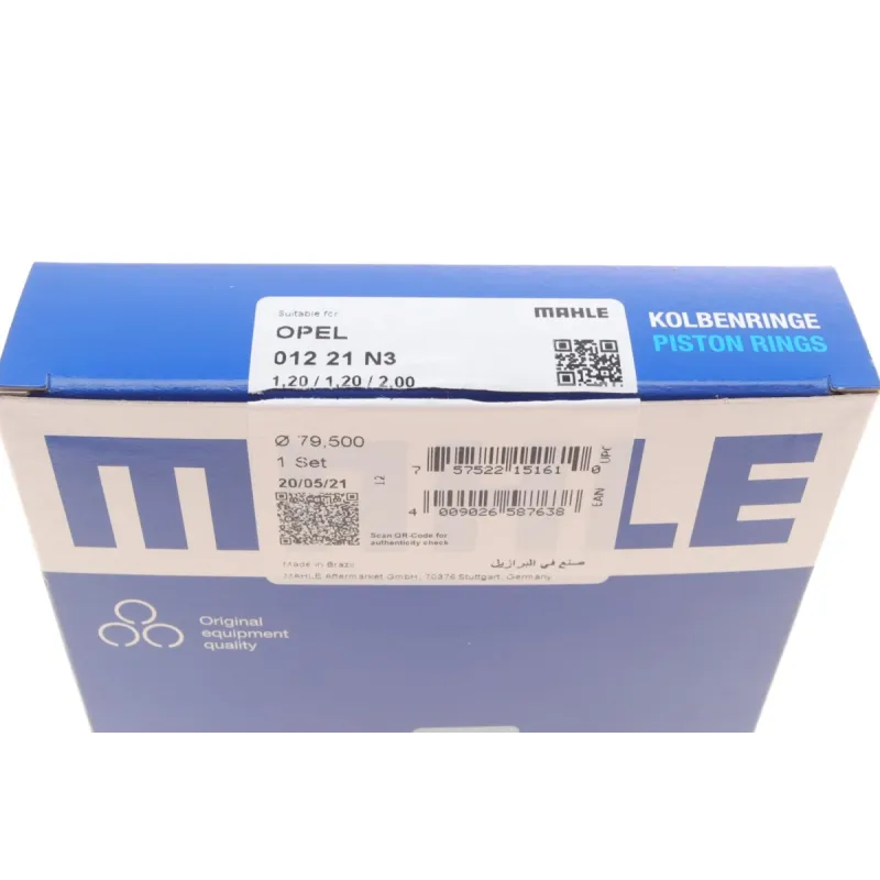 Комплект поршневих кілець MAHLE 012 21 N3 для Opel Astra G/H, Vectra C 1.6i (79.5mm/+0.5)