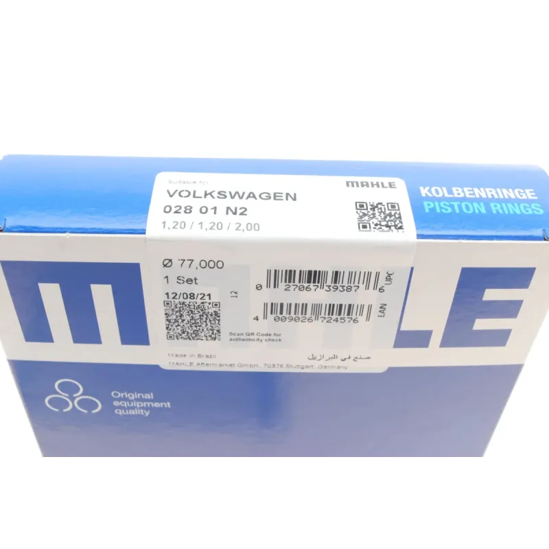 Комплект поршневих кілець MAHLE 028 01 N2 для VW Golf IV/VI 1.4/1.6 TSI (77.0mm/+0.5)